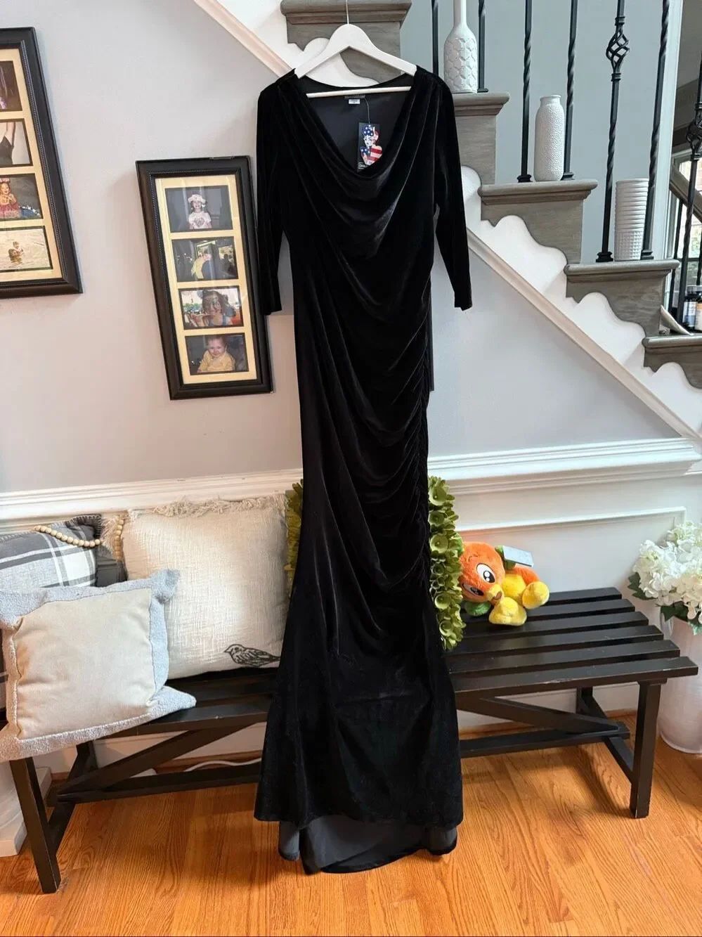 PinâUp Girl Couture For Every Body Black Velvet Ruched Gown sz 2X NWT
